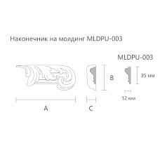 Полиуретановый наконечник на молдинг NPU-435R чертеж