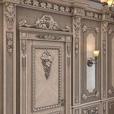 Резной кронштейн KR-035 из коллекции Виноград, интерьерное фото с применением декоративного кронштейна